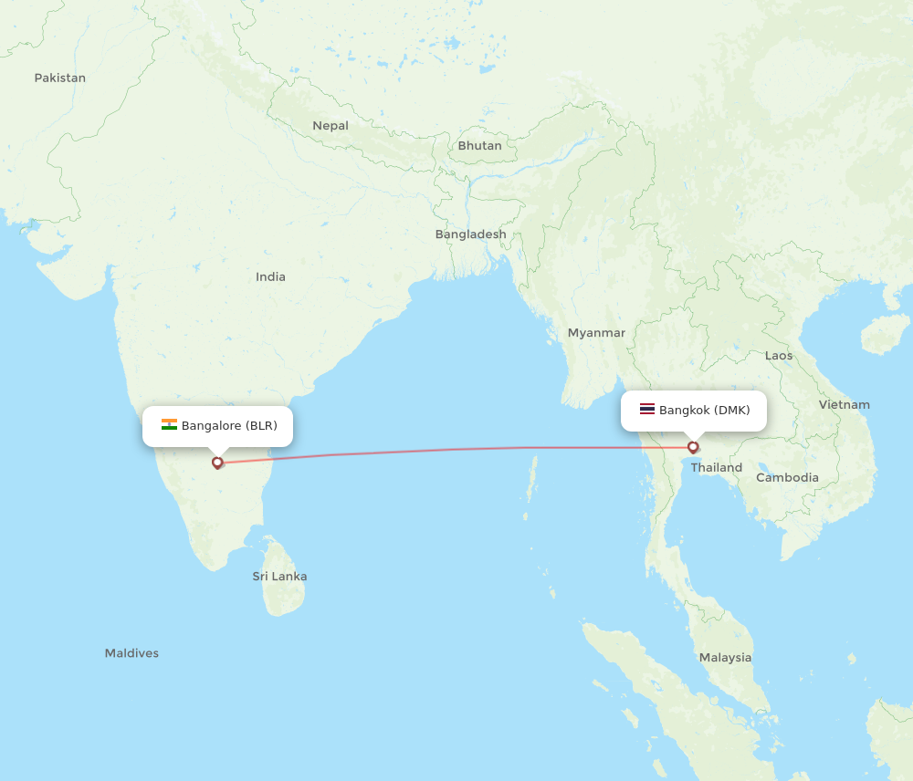 BLR to DMK flights and routes map