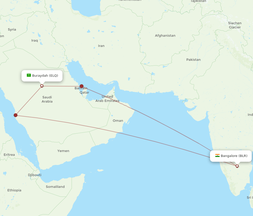 BLR-ELQ flight routes