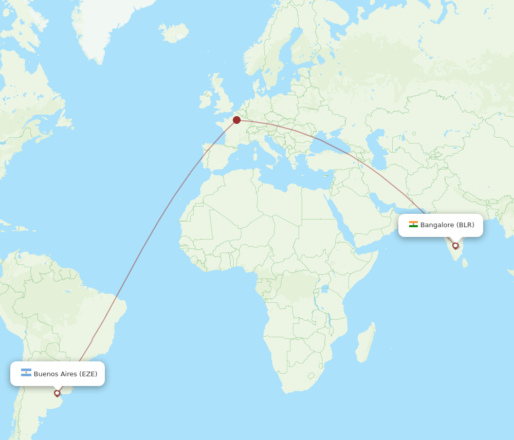 BLR to EZE flights and routes map