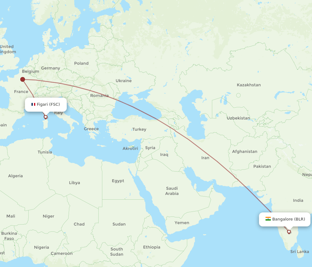 BLR-FSC flight routes