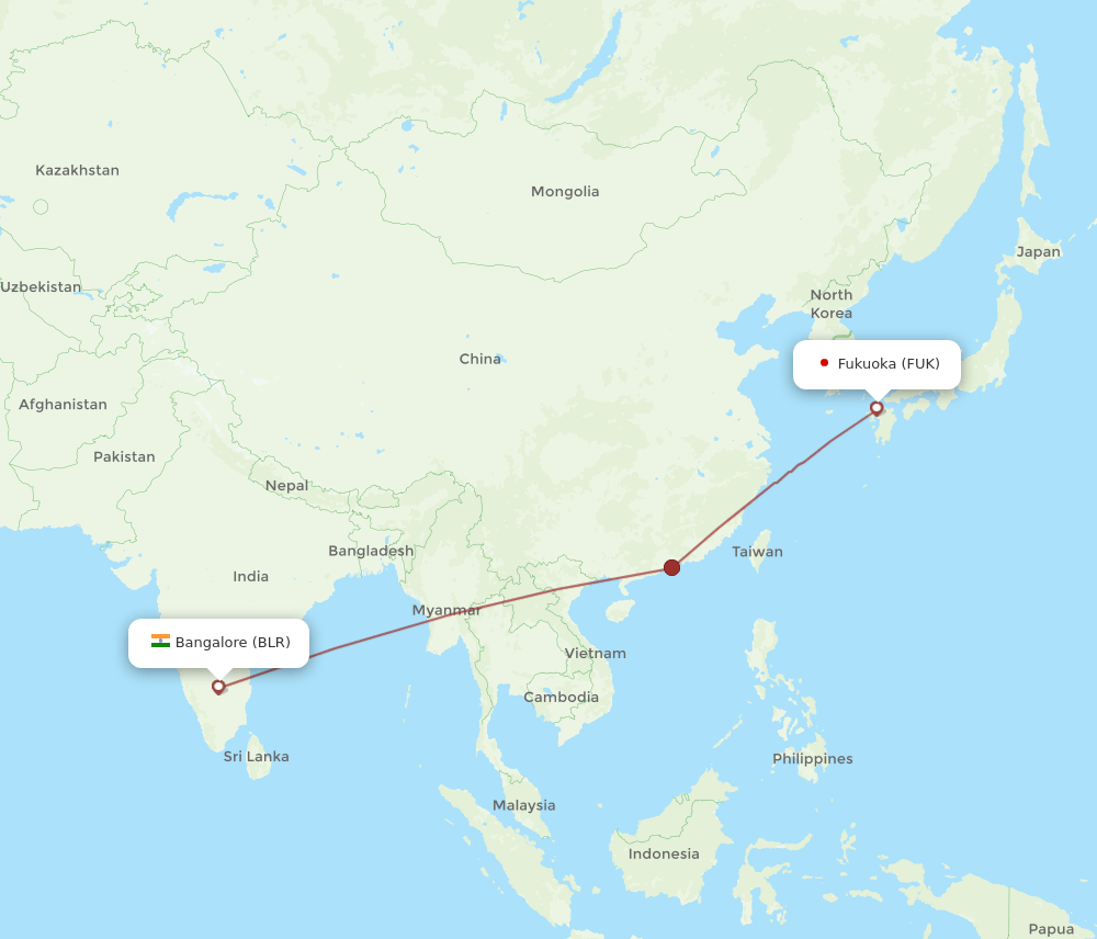 BLR-FUK flight routes
