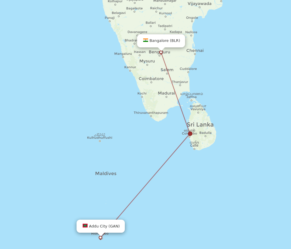 BLR-GAN flight routes