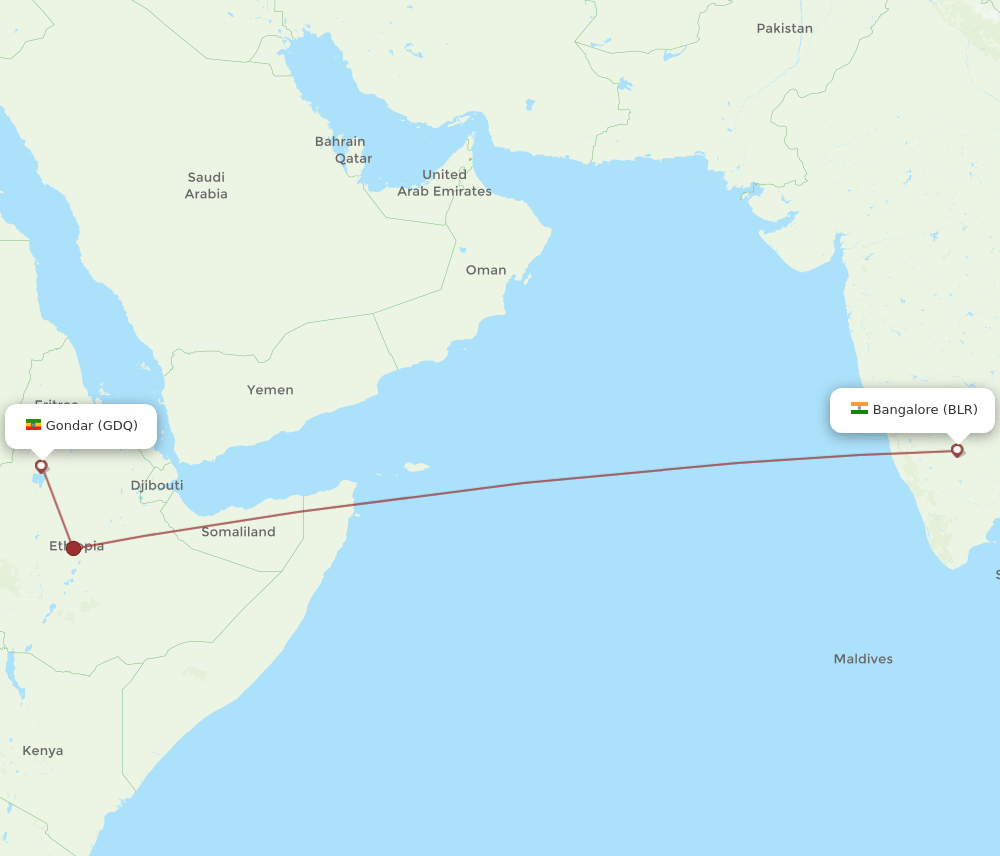 BLR-GDQ flight routes