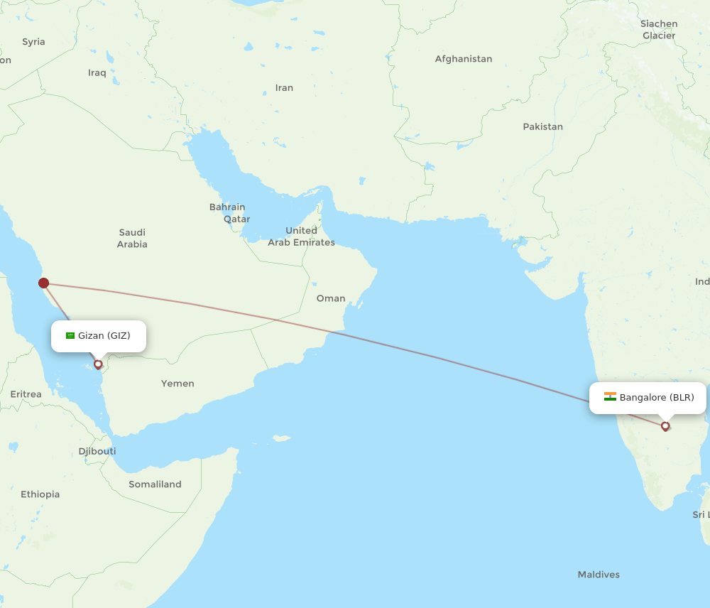 BLR-GIZ flight routes