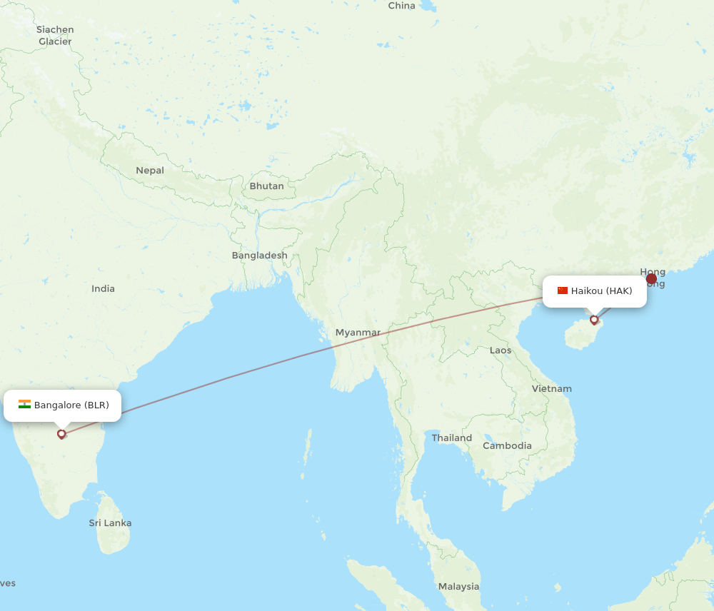 BLR-HAK flight routes