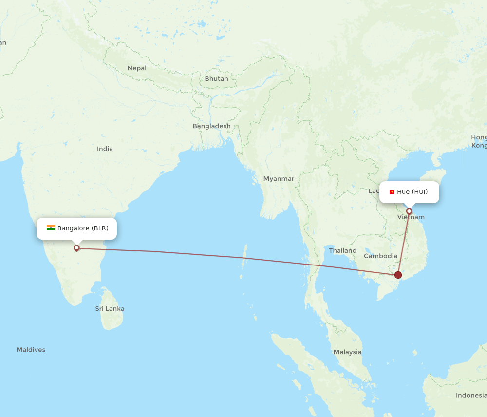 BLR-HUI flight routes