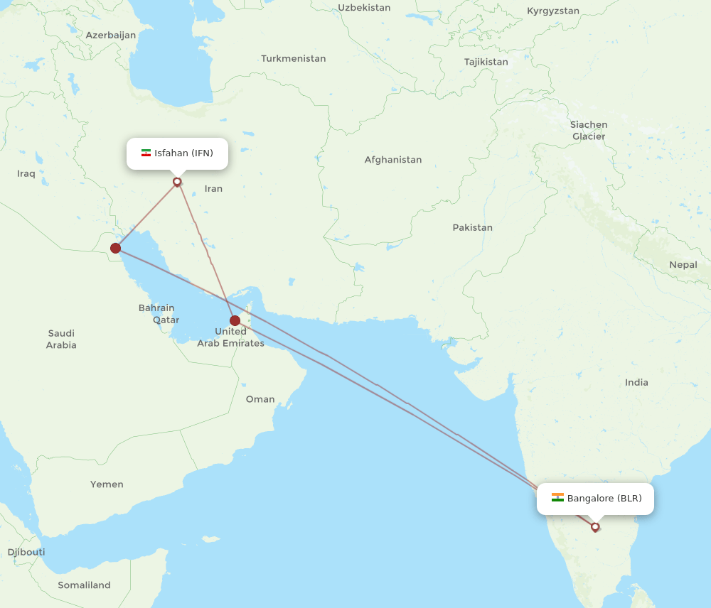 BLR-IFN flight routes