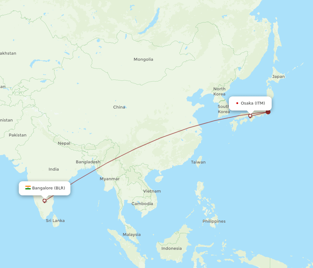 BLR-ITM flight routes