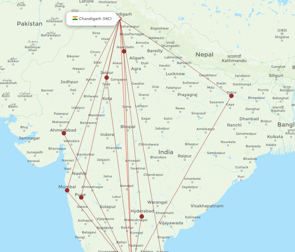 BLR-IXC flight routes