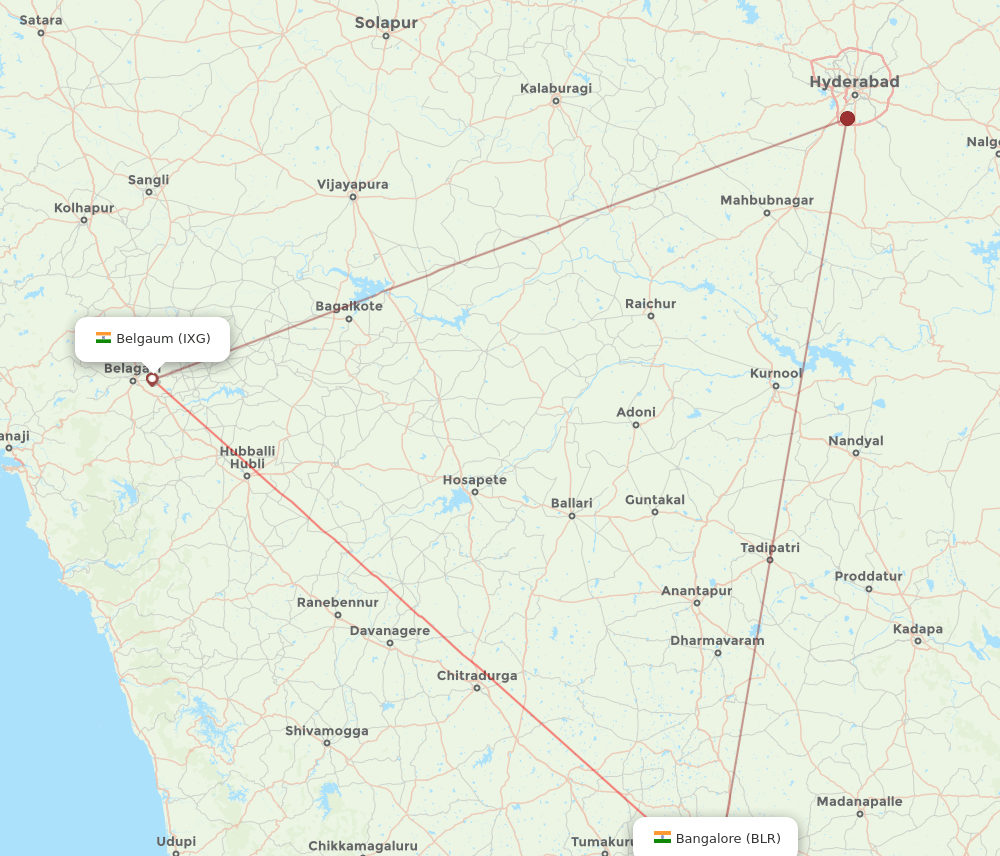 BLR-IXG flight routes