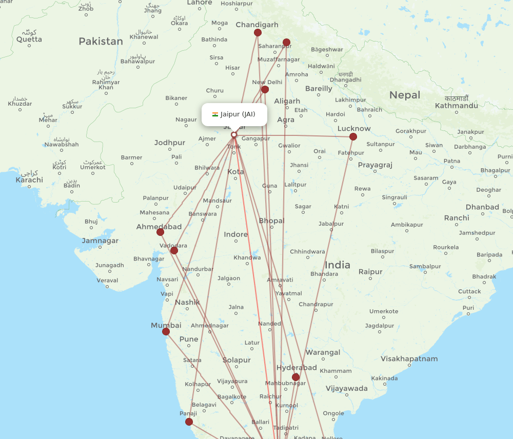 BLR-JAI flight routes