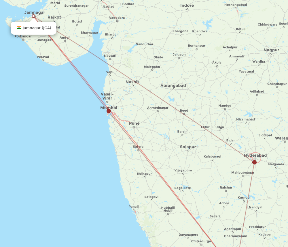 BLR to JGA flights and routes map