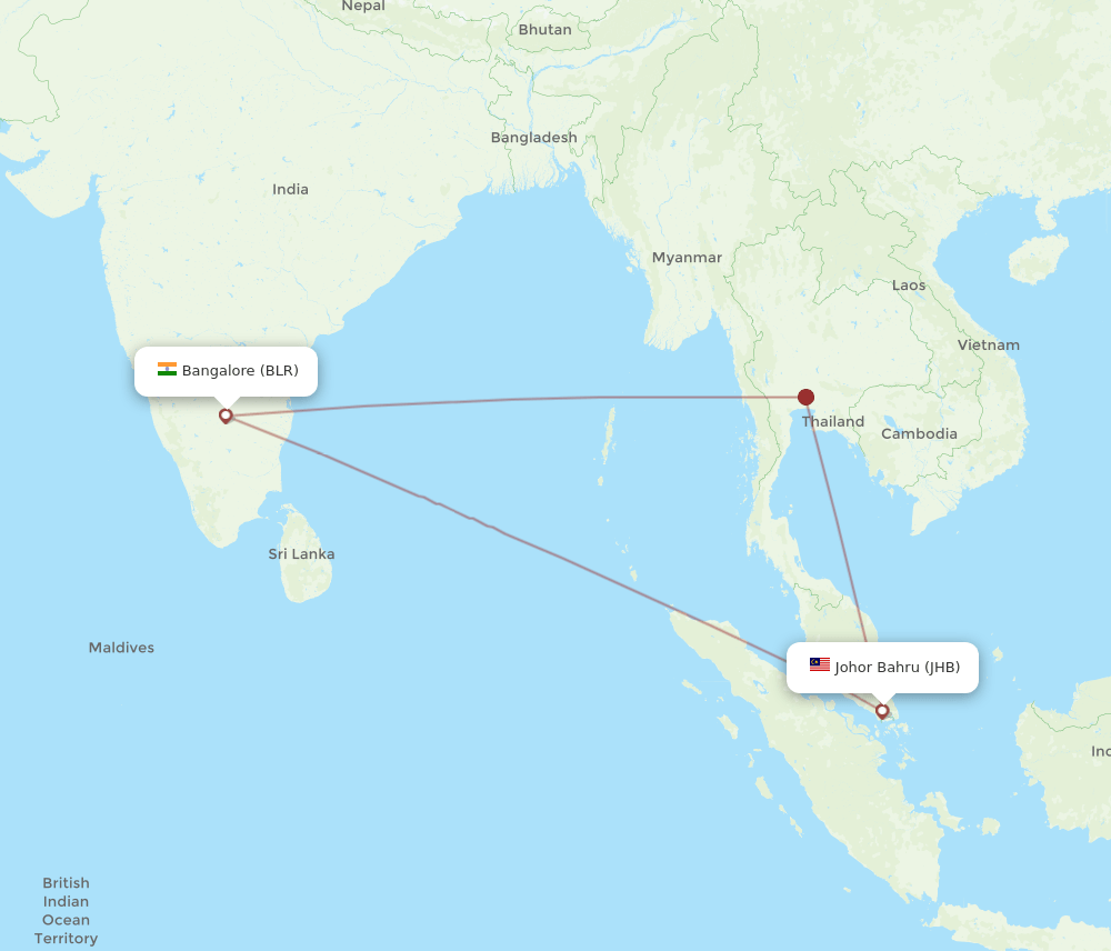 BLR-JHB flight routes