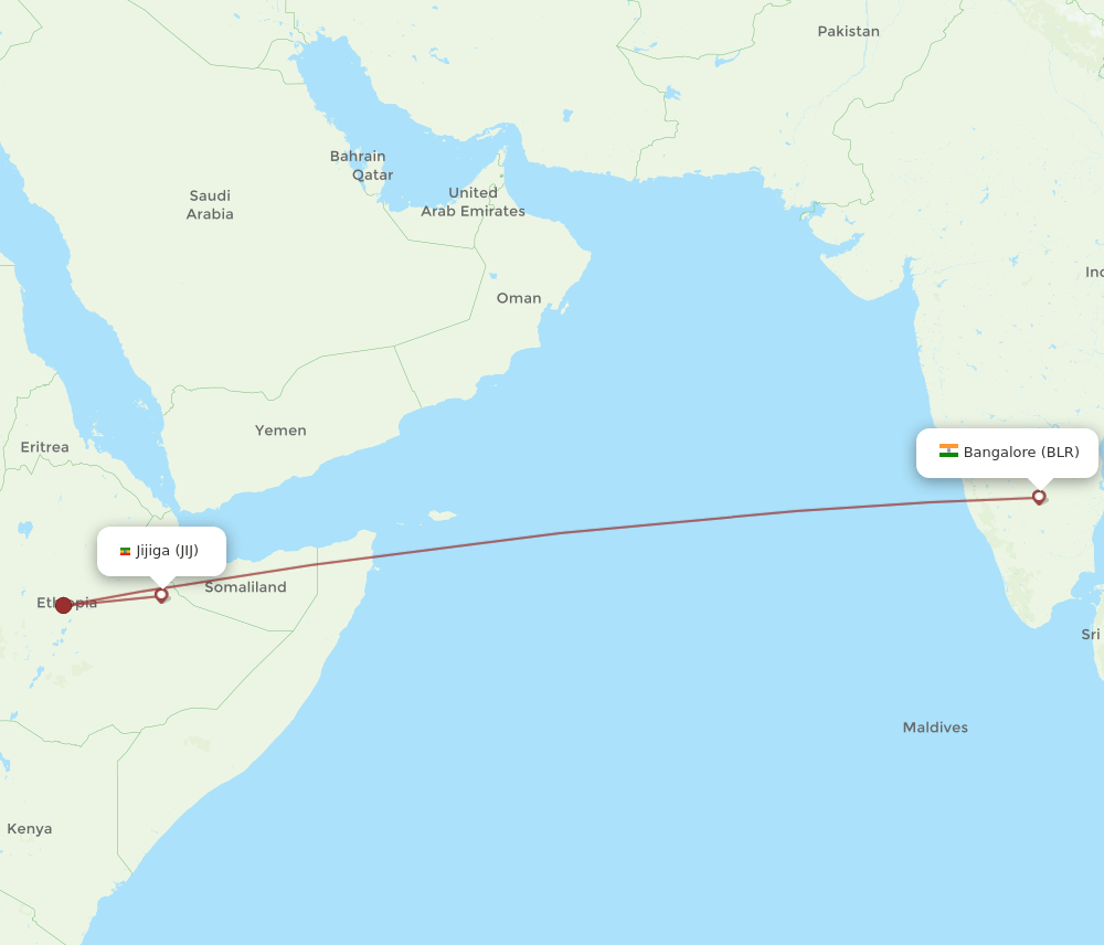 BLR-JIJ flight routes