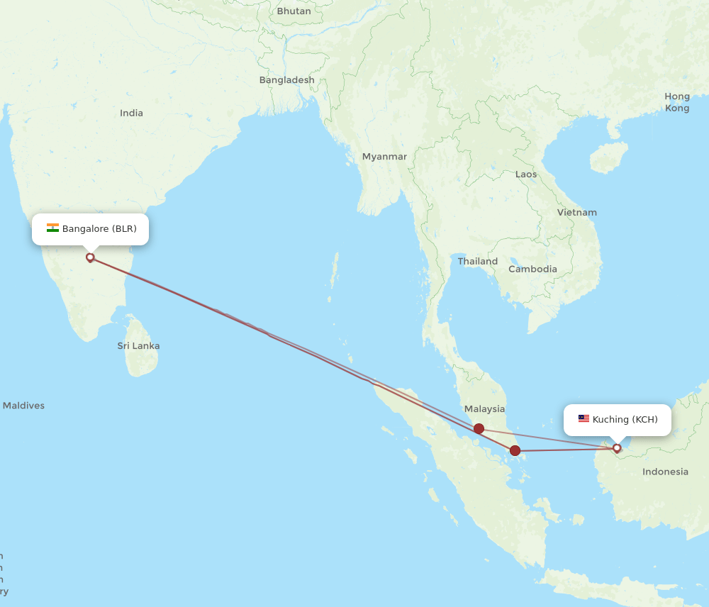 BLR-KCH flight routes