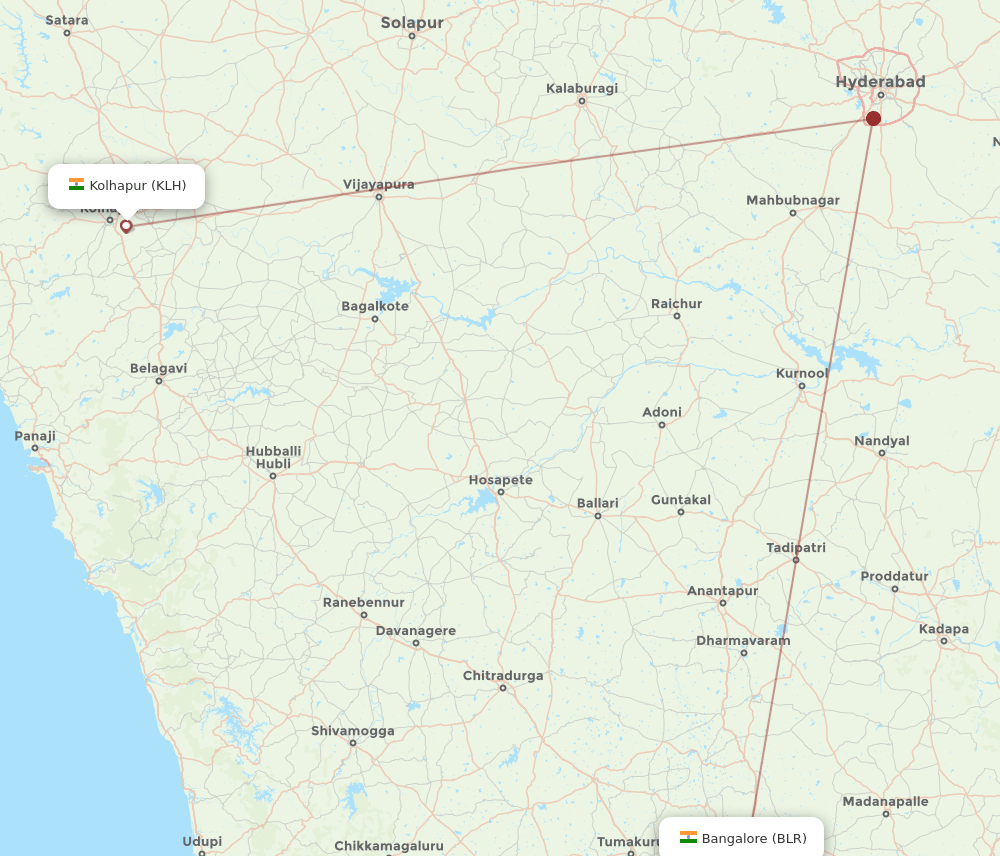 BLR-KLH flight routes