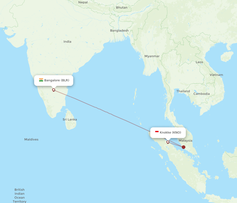 BLR-KNO flight routes