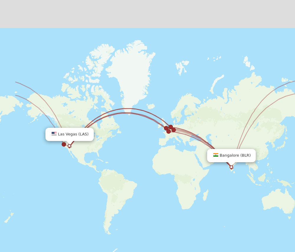 BLR-LAS flight routes