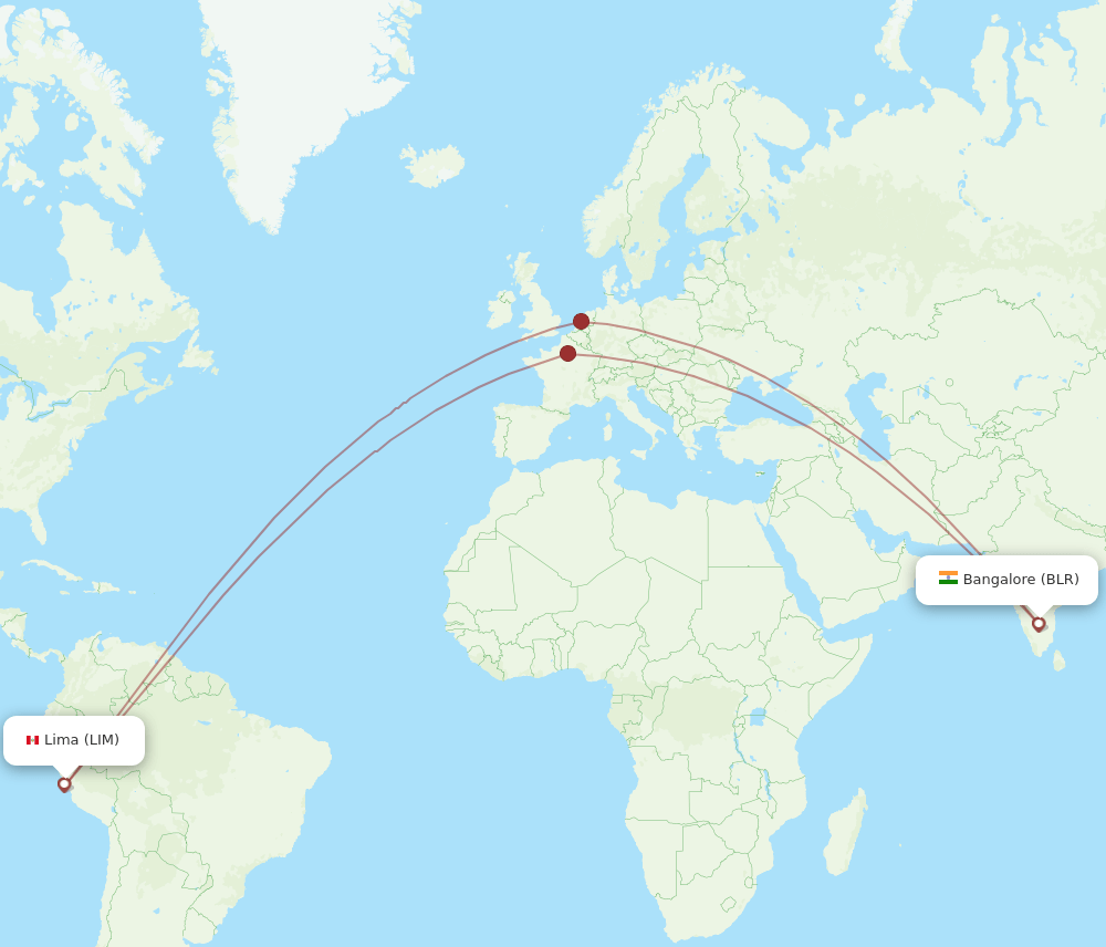 BLR to LIM flights and routes map
