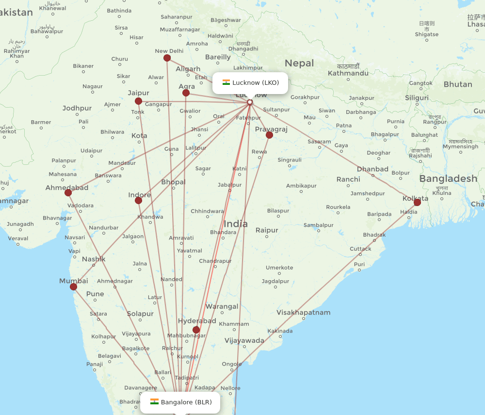 BLR-LKO flight routes