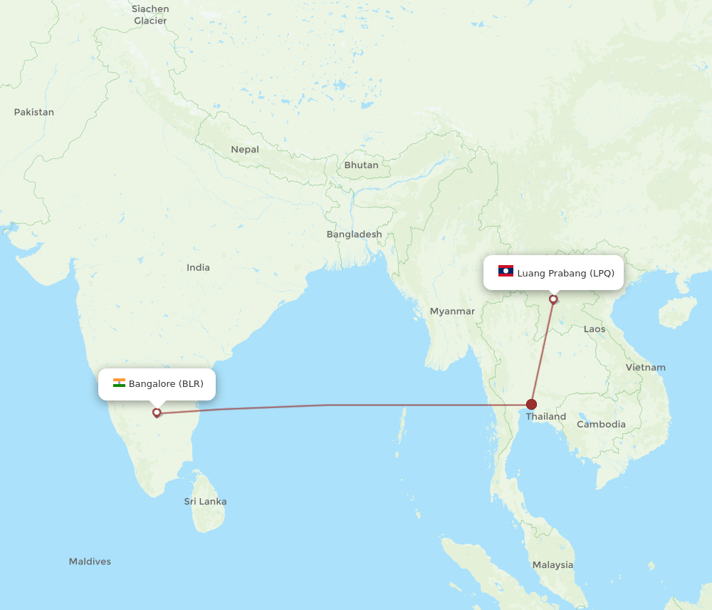 BLR-LPQ flight routes