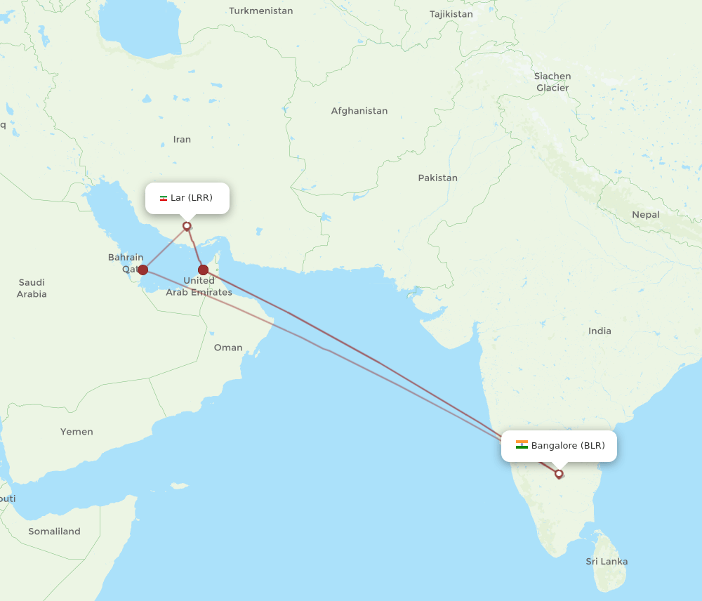 BLR-LRR flight routes