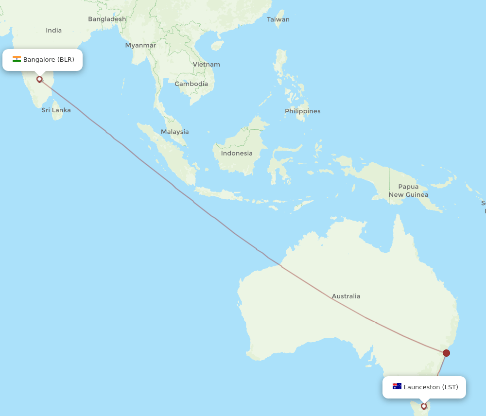 BLR-LST flight routes