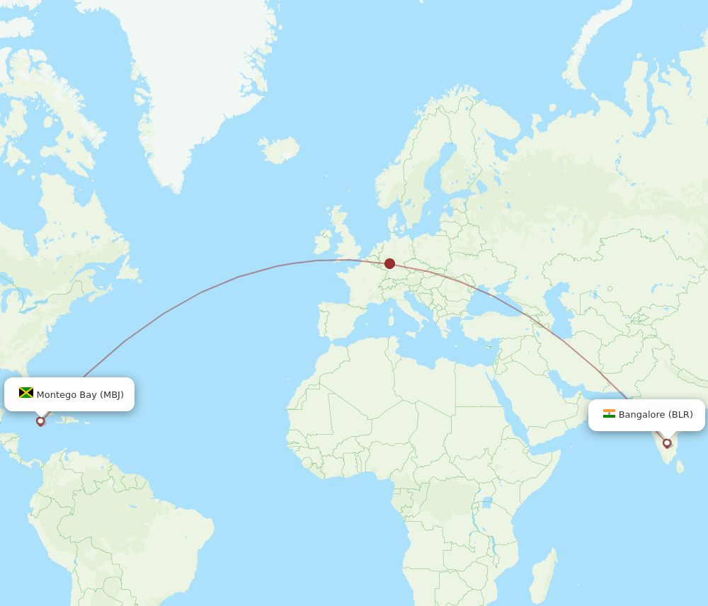 BLR-MBJ flight routes