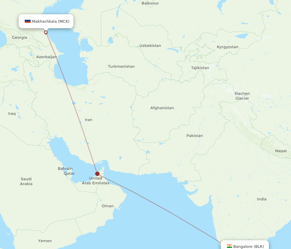 BLR-MCX flight routes