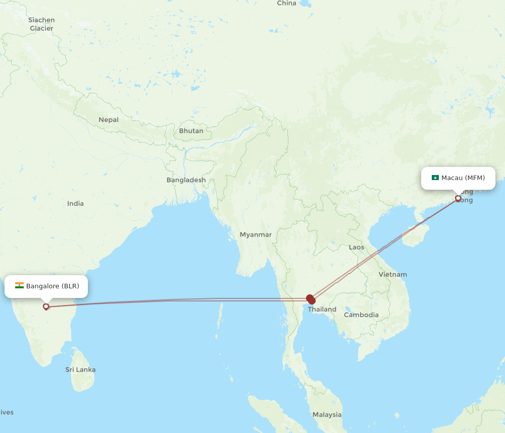 BLR-MFM flight routes