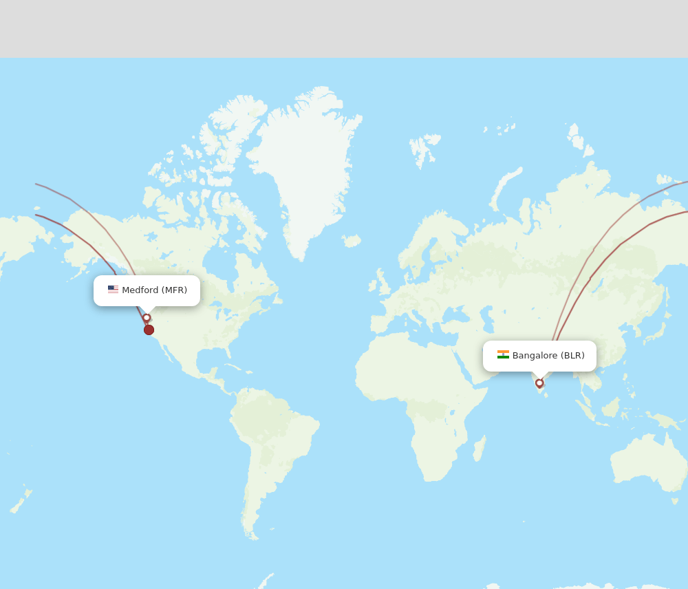 BLR-MFR flight routes