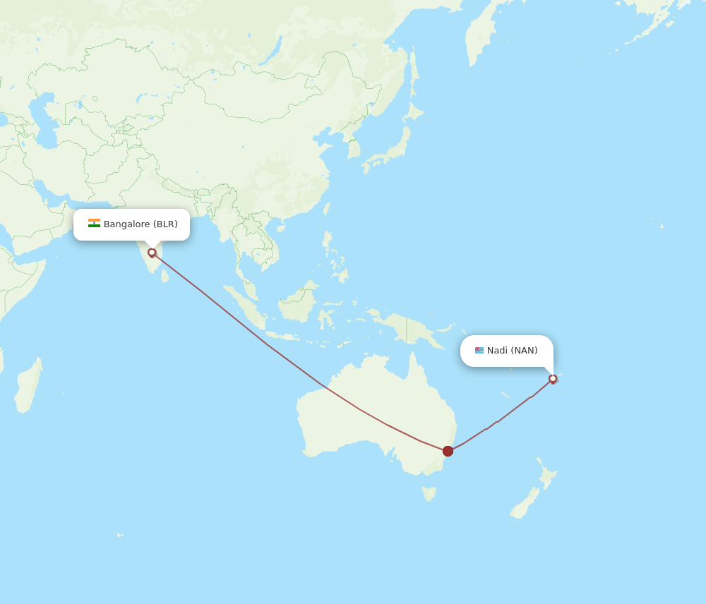 BLR-NAN flight routes