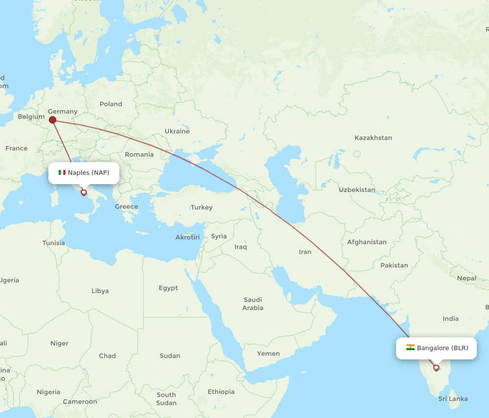 BLR-NAP flight routes