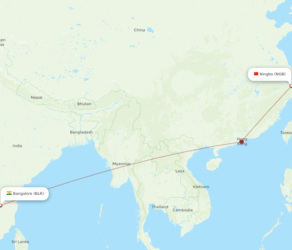 BLR-NGB flight routes