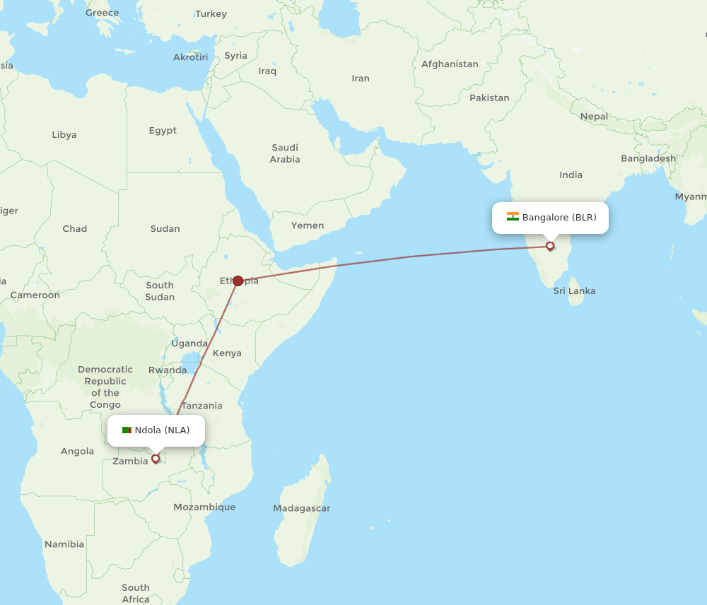 BLR-NLA flight routes