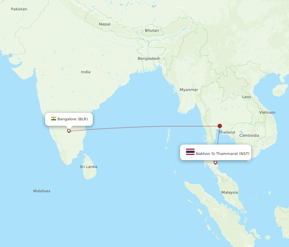 BLR-NST flight routes