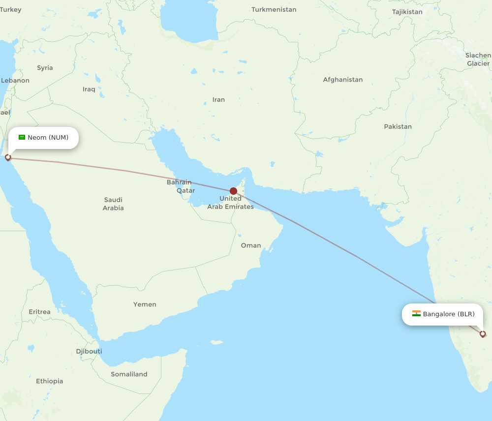 BLR-NUM flight routes