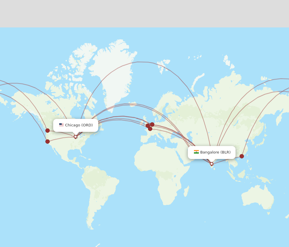 BLR to ORD flights and routes map