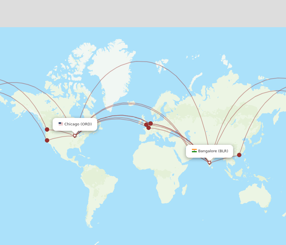BLR-ORD flight routes