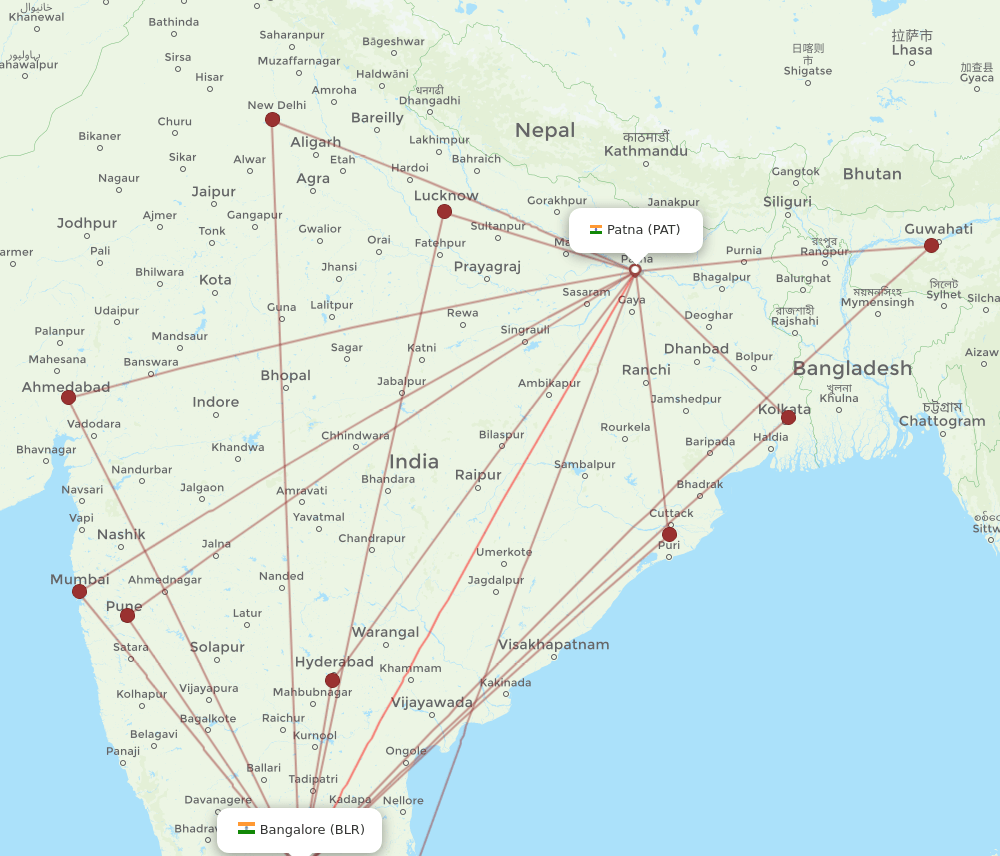 BLR-PAT flight routes