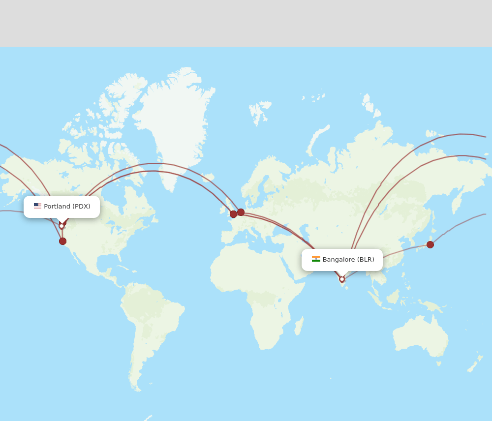 BLR-PDX flight routes