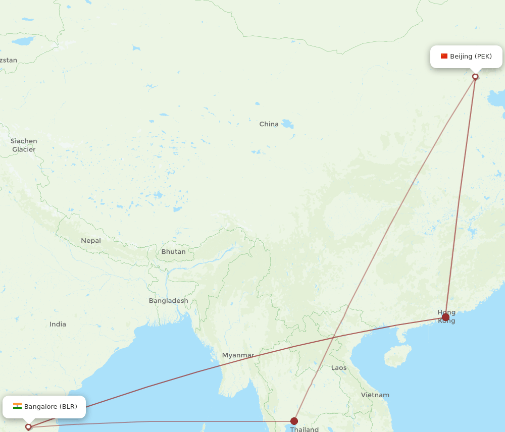BLR-PEK flight routes