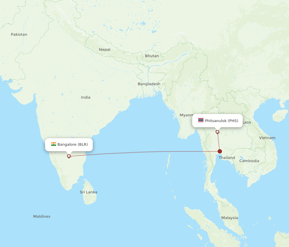 BLR-PHS flight routes