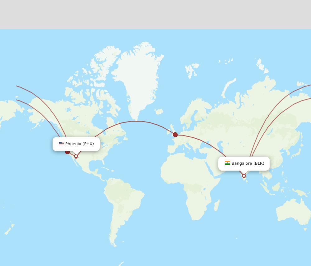 BLR-PHX flight routes