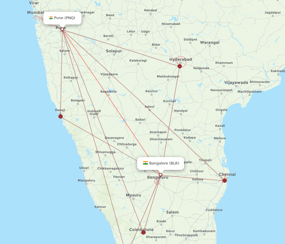 BLR-PNQ flight routes