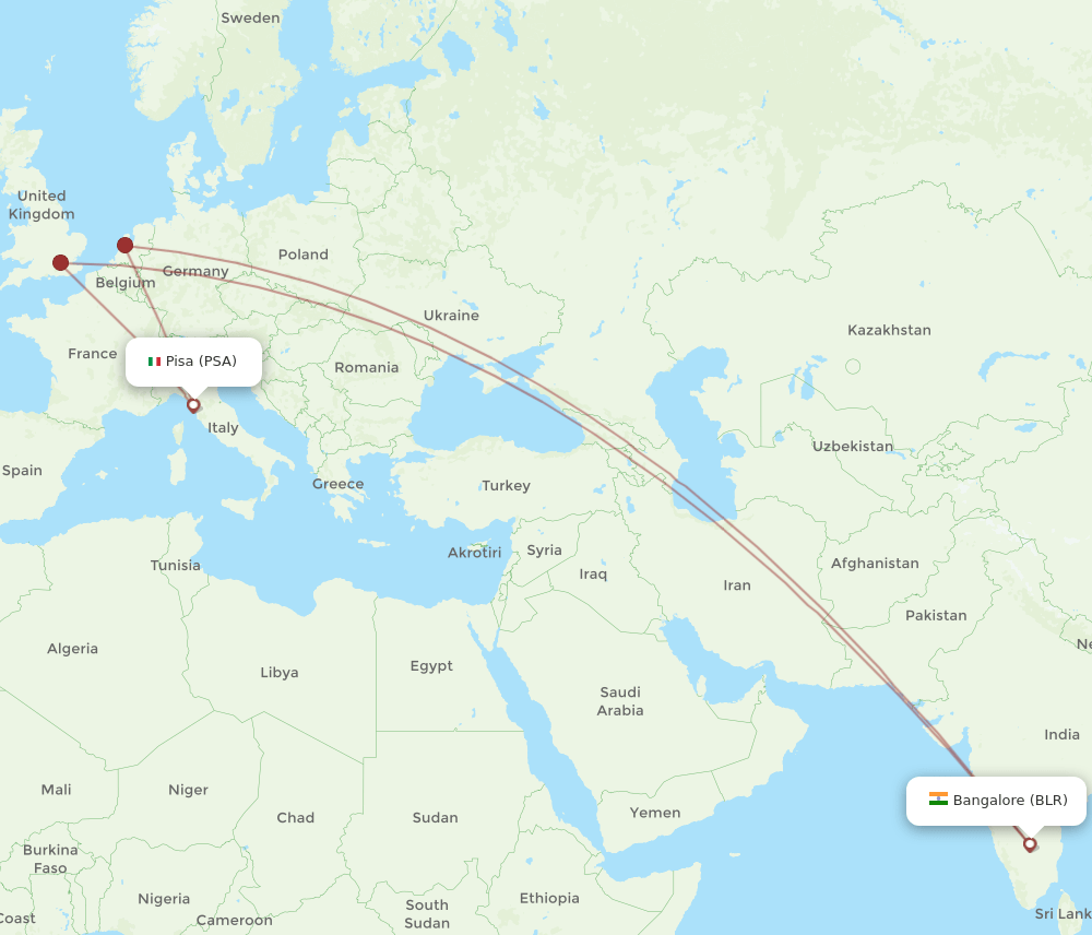 BLR-PSA flight routes