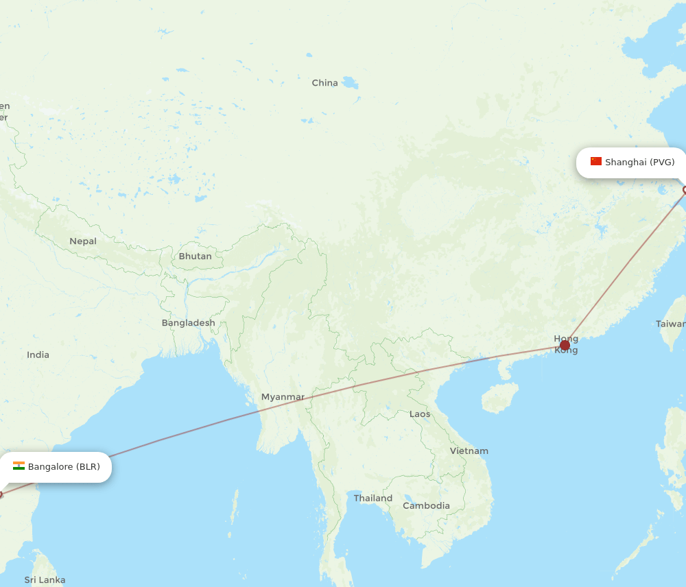 BLR-PVG flight routes