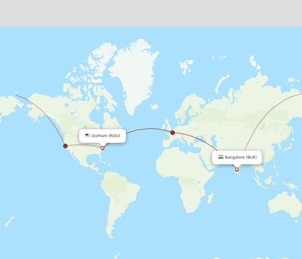 BLR-RDU flight routes