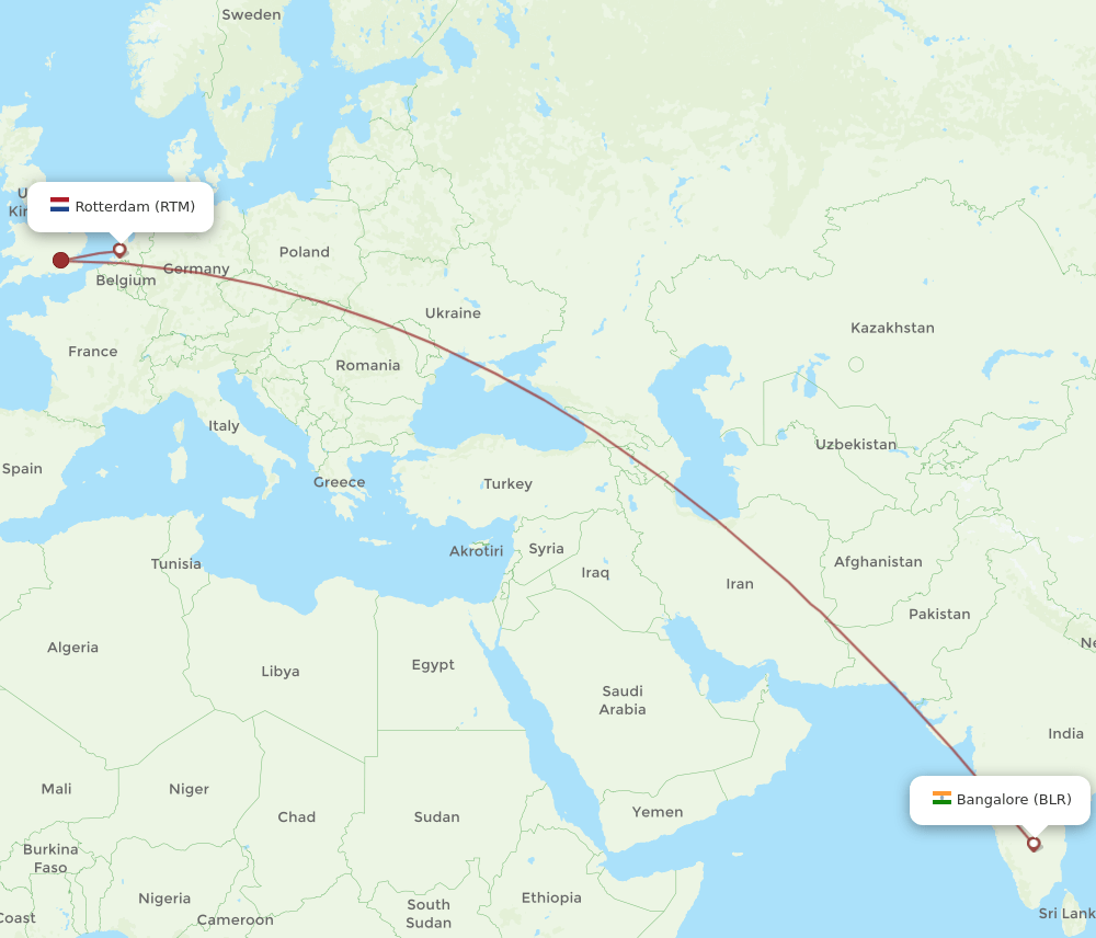 BLR-RTM flight routes