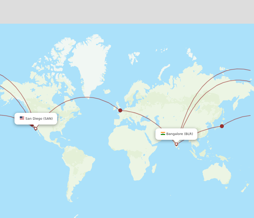 BLR to SAN flights and routes map